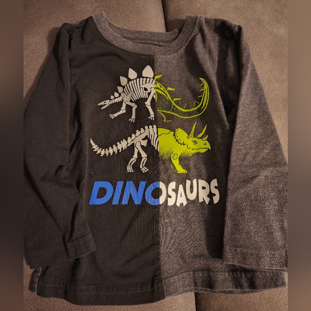 Garanimals Black and Green Long Sleeve Tee with Dinosaur Graphic